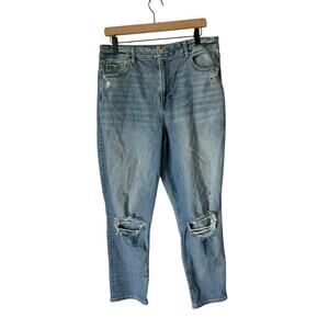 American Eagle Outfitters Distressed Blue Straight Leg Jeans